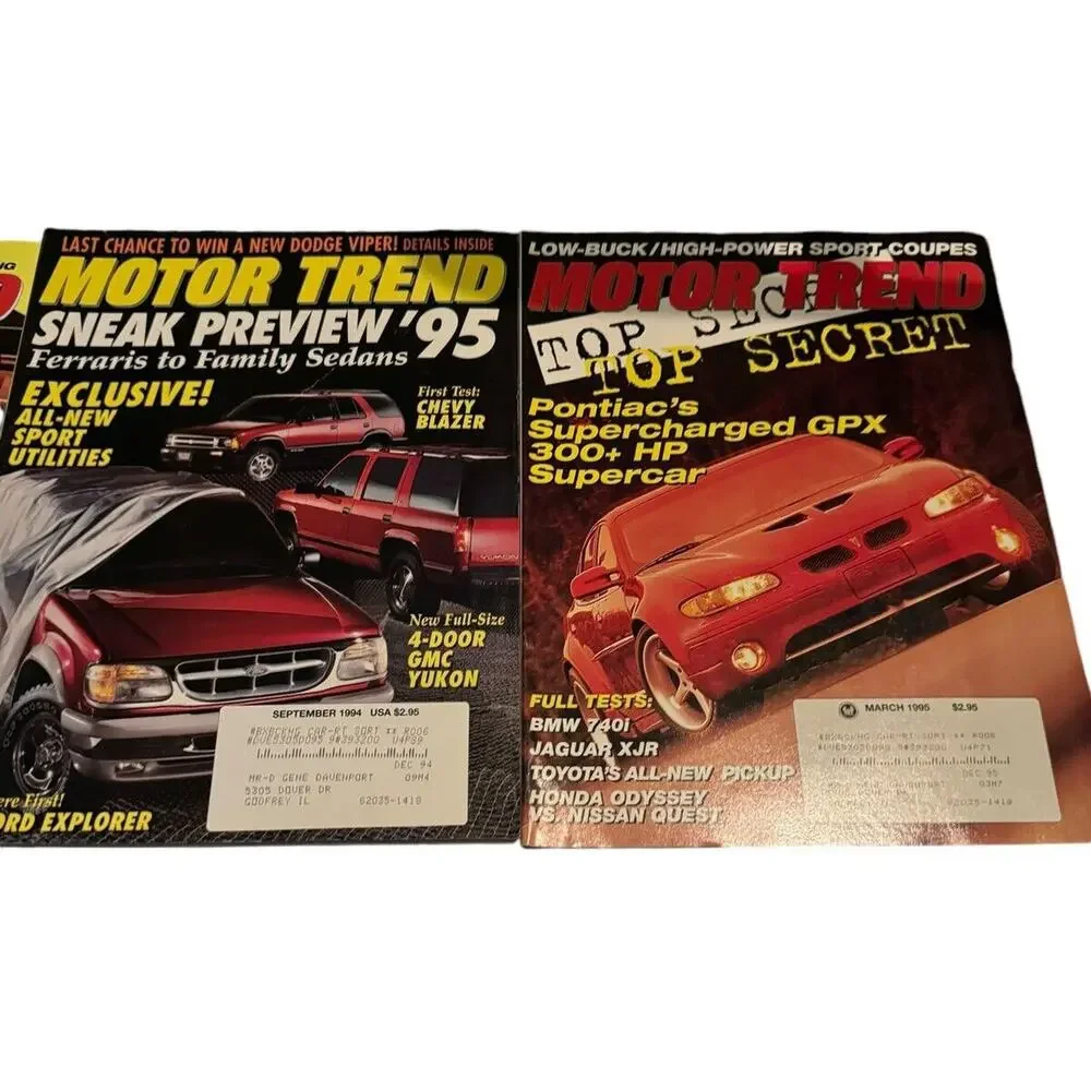 MOTOR TREND Magazines (9) 1994 1995 1996 Saleen Mustang Pontiac Ferrari Porsche‎